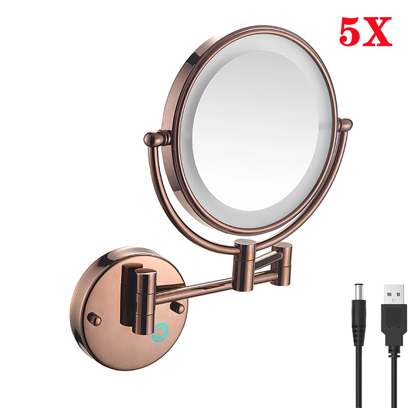 Miroir Grossissant Lumineux Mural Tactile x5, 8 Finitions au Choix, 20 cm