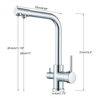 Mitigeur Cuisine 3 Voies Eau Filtrée Col Souple ou Ressort, 5 Finitions