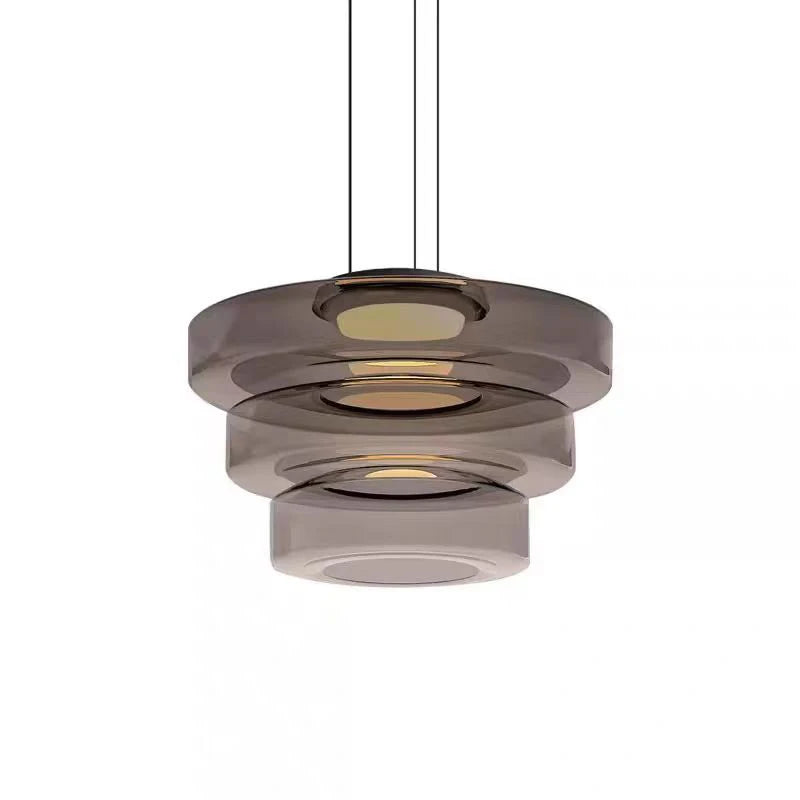 Suspension Cuisine Verre Étagé Vert, Ambre ou Gris, 1 à 3 Niveaux