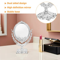 Miroir de Table Vintage Ovale Pivotant, Argent ou Doré, 20 x 33 cm