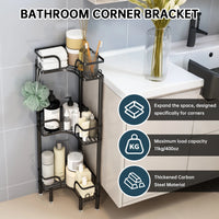 Étagère d'Angle Salle de Bain Métal sur Pied, 2 à 4 Niveaux