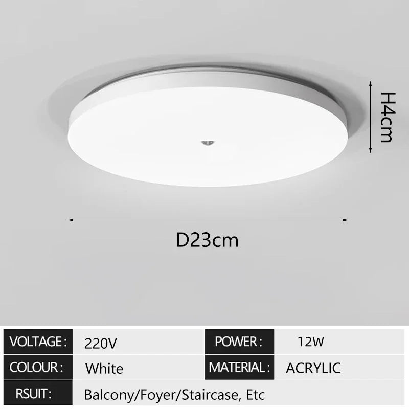 Plafonnier Cuisine Rond Blanc, Détecteur de Mouvement et de Luminosité, Ø 23 ou 30 cm