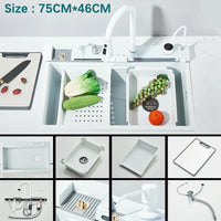 Évier Cuisine Inox 304 à Cascade, avec ou sans Rince-Verre, 60 ou 75 cm