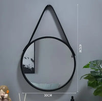 Miroir Mural Rond Bois Sans Perçage Bordure Épaisse