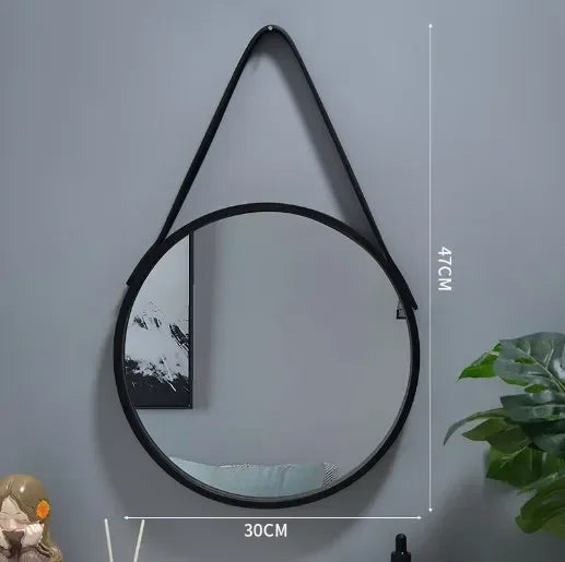 Miroir Mural Rond Bois Sans Perçage Bordure Épaisse