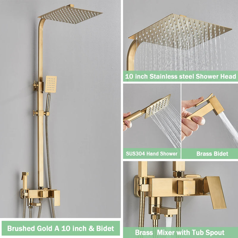 Colonne de Douche Pluie avec Mitigeur et Bec de Baignoire, 19 Modèles