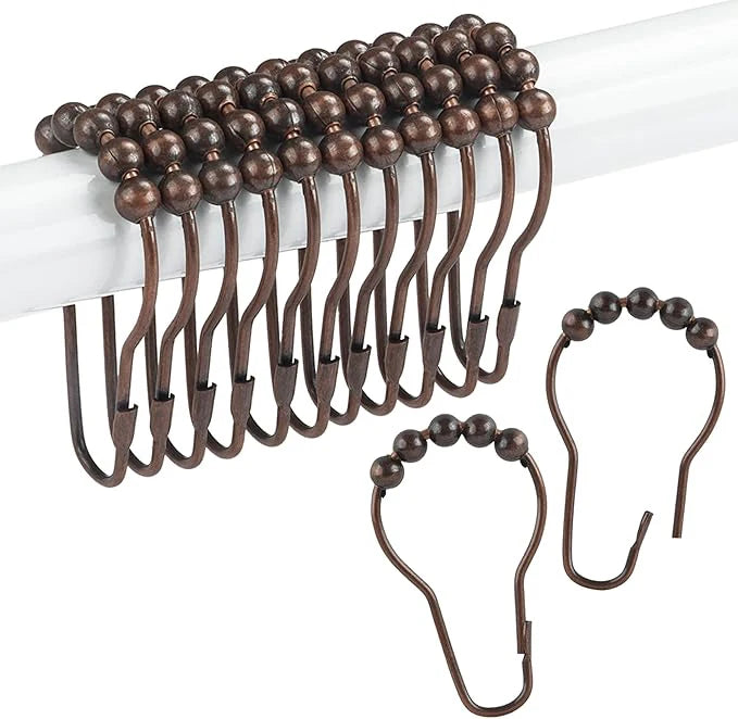 Crochets de Rideau de Douche à Billes Roulantes, Lot de 12, 5 Finitions