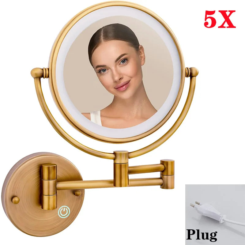 Miroir Grossissant Lumineux Mural Tactile x5, 8 Finitions au Choix, 20 cm