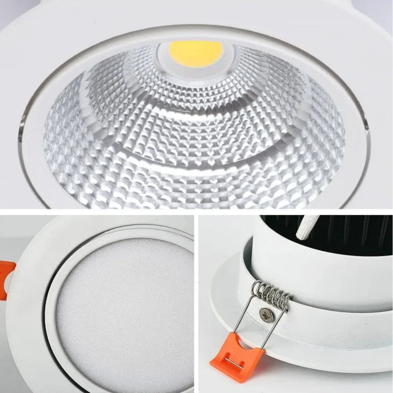 Spot LED Encastrable Cuisine Orientable COB, Blanc, Argent ou Noir, 5 à 12 W