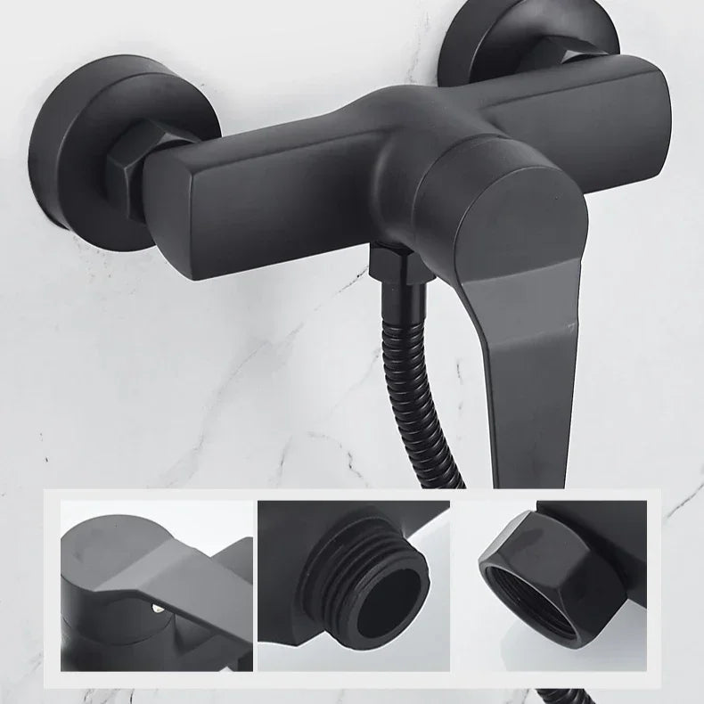Mitigeur Douche Mural Noir Mat, Seul ou avec Douchette et Flexible