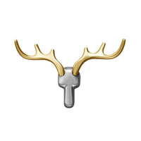 Patère Murale Bois de Cerf Alliage de Zinc Noir, Doré ou Argent