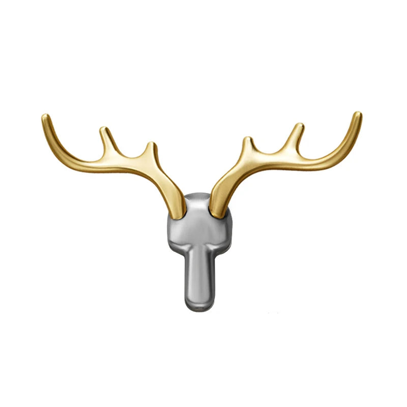Patère Murale Bois de Cerf Alliage de Zinc Noir, Doré ou Argent