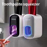 Distributeur de Dentifrice Mural Compact 11 cm, Presse-Tube Automatique Gris ou Noir