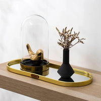 Plateau Miroir Doré Ovale ou Rectangulaire de 30 à 35 cm