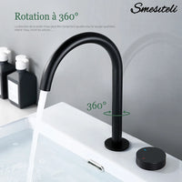 Mitigeur Lavabo Haut 2 Trous Laiton, Bec Pivotant 360°, 5 Finitions