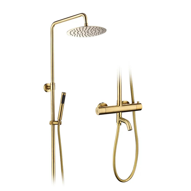 Colonne de Douche Thermostatique Ronde avec Bec de Baignoire, 6 Finitions