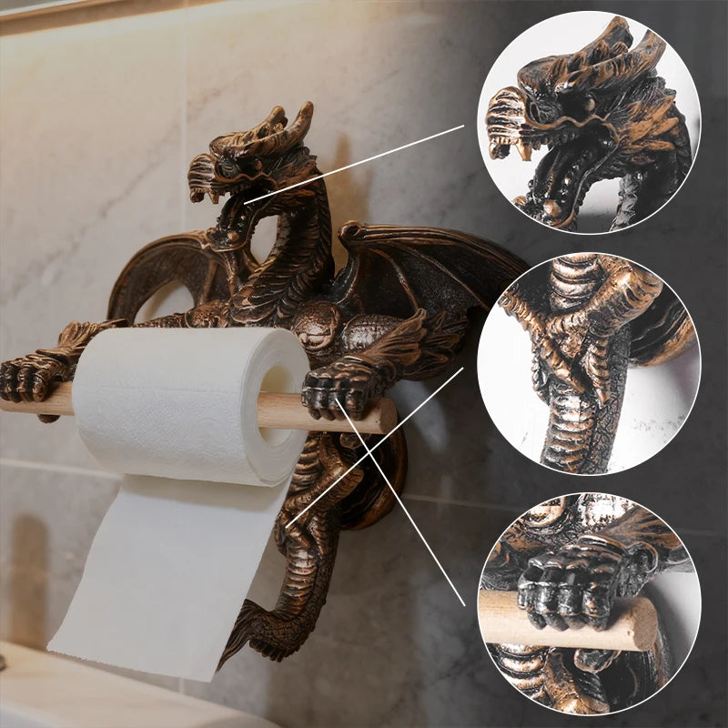 Porte-Papier Toilette Mural Dragon Bronze Antique, Rétro et Décoratif