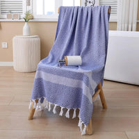 Serviette de Bain Coton Séchage Rapide à Franges 100 x 180 cm