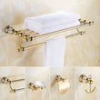 Ensemble d'Accessoires de Salle de Bain Doré à Cristaux