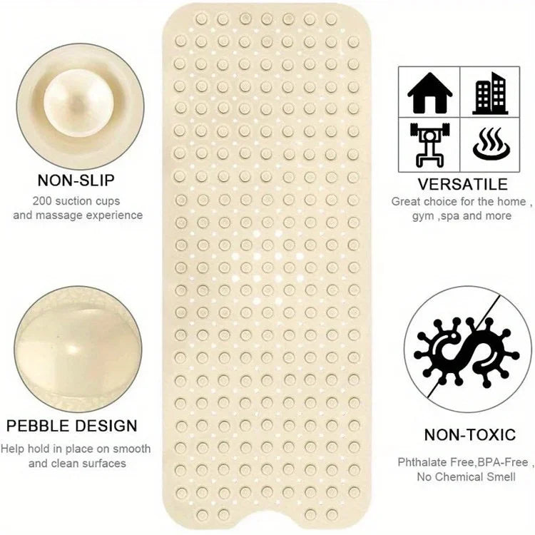 Tapis de Baignoire Antidérapant à Ventouses et Trous de Drainage, 3 Tailles
