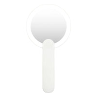 Miroir de Poche LED Rechargeable USB à Poignée Rotative, Rose ou Blanc