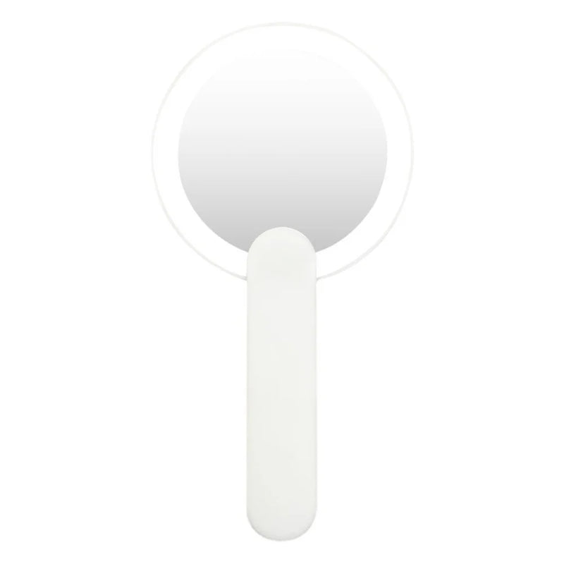 Miroir de Poche LED Rechargeable USB à Poignée Rotative, Rose ou Blanc