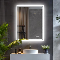 Miroir LED Salle de Bain Rectangulaire Double Liseré Lumineux Anti-Buée