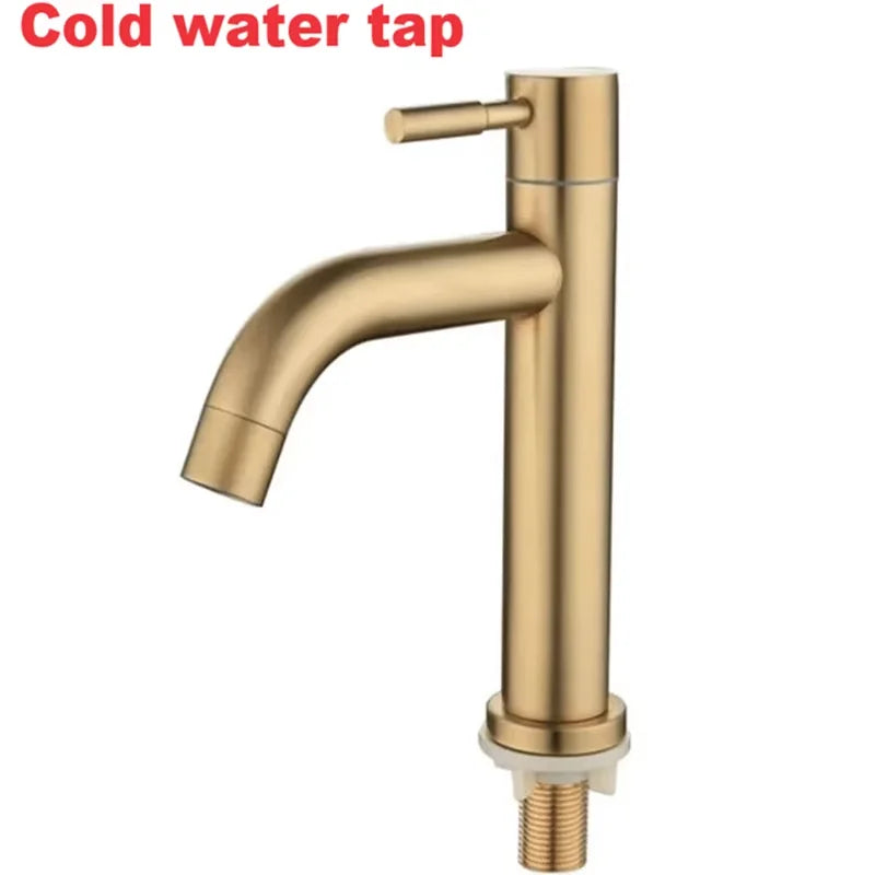 Robinet de Lave-Main Eau Froide Doré Brossé Inox 304