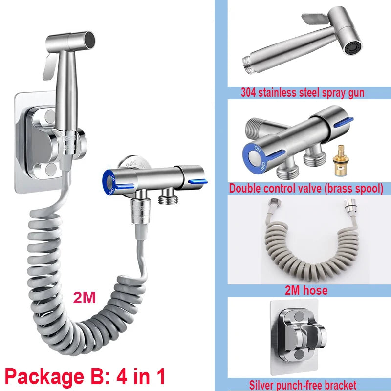Douchette WC Inox Kit Flexible et Support