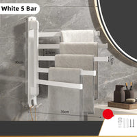 Porte-Serviette Pivotant Mural Inox Noir ou Blanc, 1 à 5 Barres