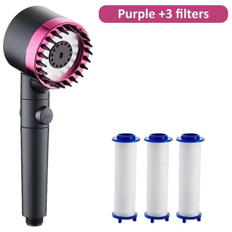 Pommeau de Douche Filtrant Haute Pression Massage avec Filtres, Gris ou Violet