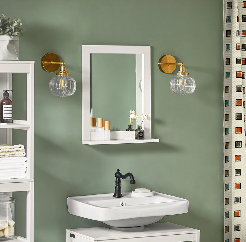 Miroir Salle de Bain avec Rangement Blanc 40 x 49 cm
