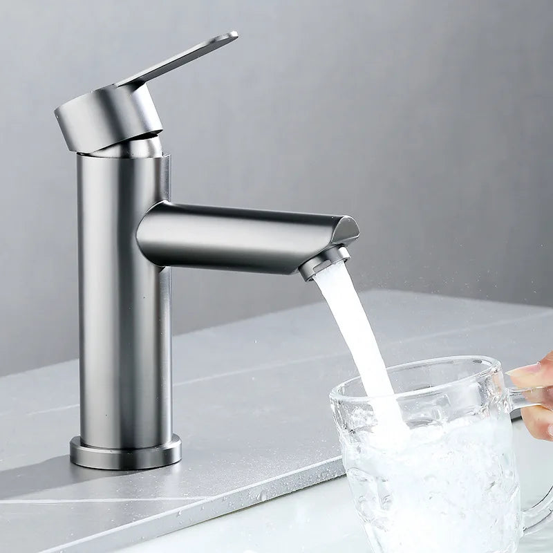 Mitigeur Lavabo à Poser Noir Mat, Gris ou Inox Brossé