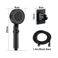 Pommeau de Douche Réglable 5 Modes avec Flexible Noir