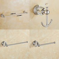 Ensemble Accessoires Salle de Bain Cristal Doré ou Chromé, 4 Pièces