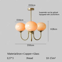 Suspension Cuisine Lustre Verre Rose, 3 ou 5 Têtes, Doré ou Chromé