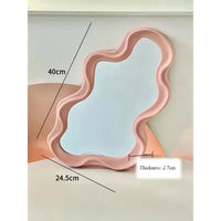 Miroir de Table Forme Nuage Organique, Cadre Ondulé, 40 x 24,5 cm