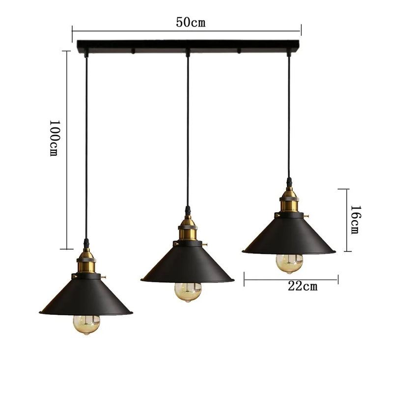 Suspension Cuisine Industrielle Noir et Doré, Plafonnier ou Applique, 22 cm