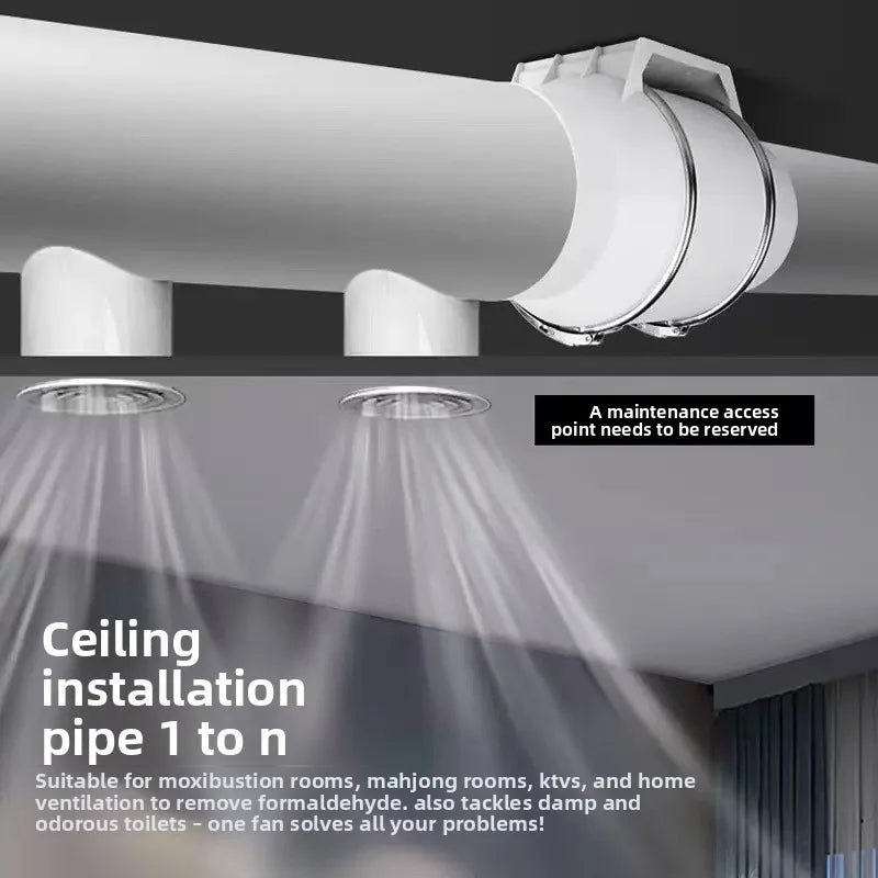 Aérateur Extracteur Salle de Bain en Ligne pour Gaine 200 mm 130 W