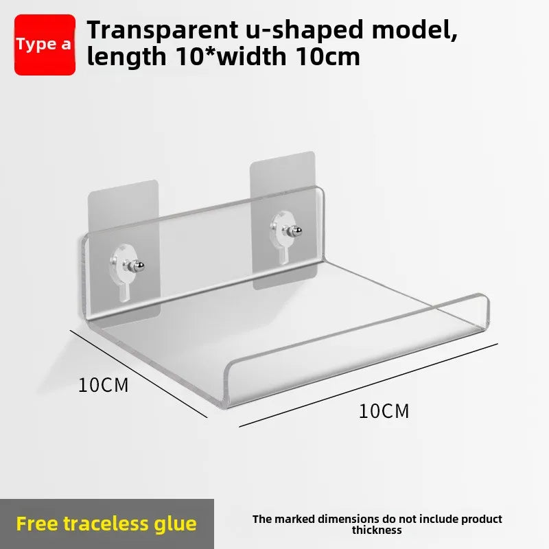 Étagère Salle de Bain Murale en Acrylique Transparente, Sans Perçage