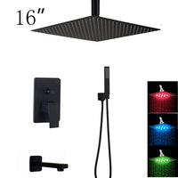 Douche Encastrable Noir Mat Pluie Carrée 20 à 40 cm avec Douchette