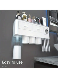 Porte-Brosse à Dents Mural avec Presse-Dentifrice, 2, 3 ou 4 Gobelets