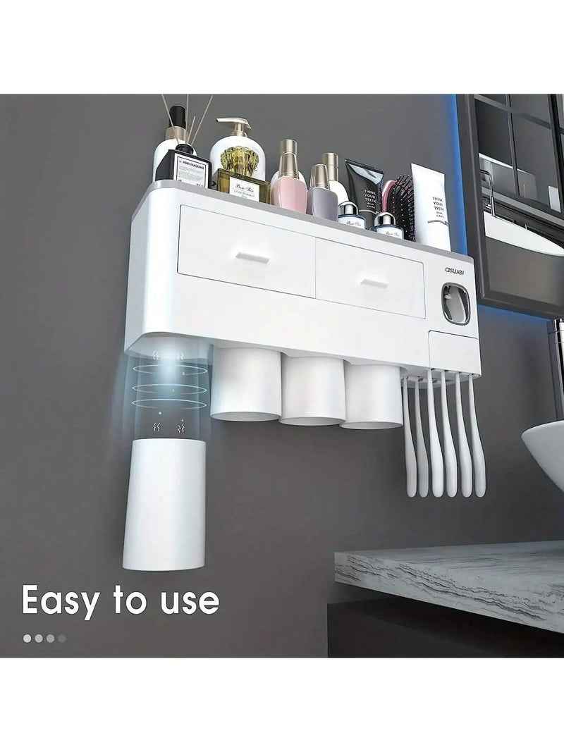 Porte-Brosse à Dents Mural avec Presse-Dentifrice, 2, 3 ou 4 Gobelets