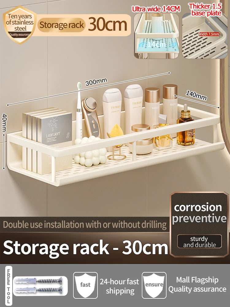 Étagère de Douche Murale Aluminium Avec ou Sans Perçage 30 à 60 cm