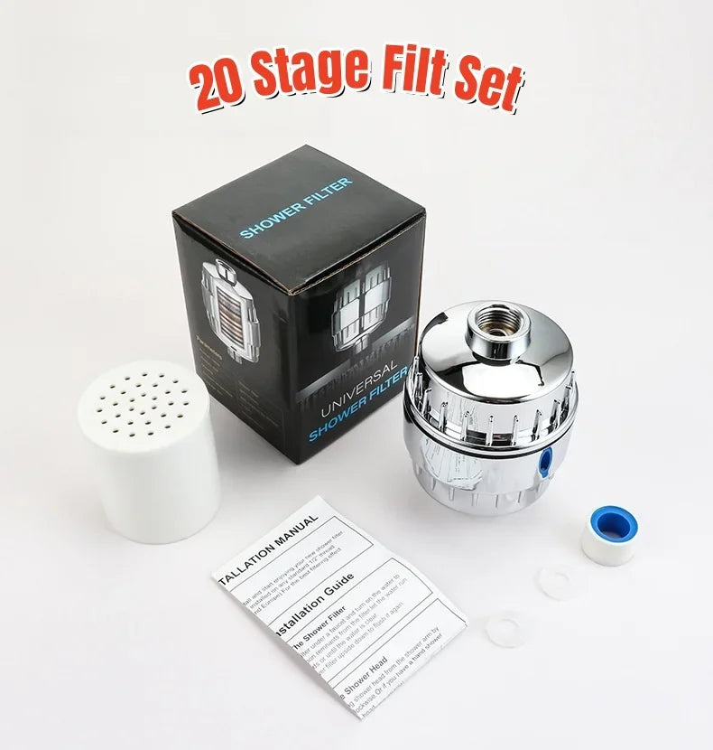 Filtre de Douche 20 Étages Anti-Calcaire Eau Dure