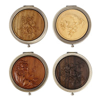 Miroir de Poche Rond en Bois Sculpté, Style Vintage, 5 Motifs