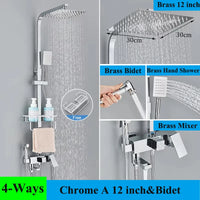 Colonne de Douche 4 Voies Noir, Chromé ou Doré avec Douchette Bidet