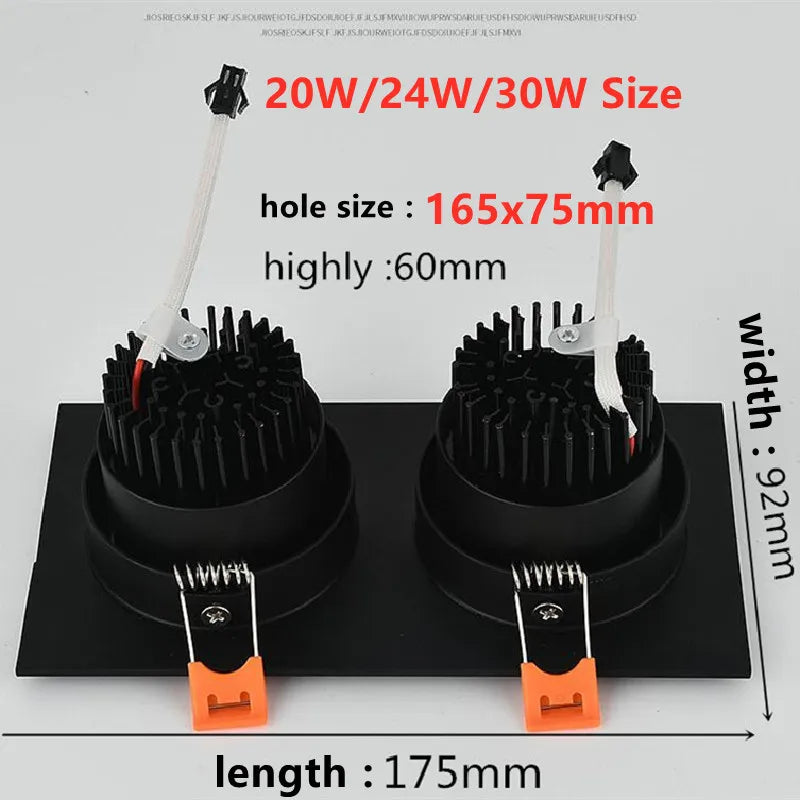 Downlight LED Cuisine Encastré Carré Double Anti-Éblouissement