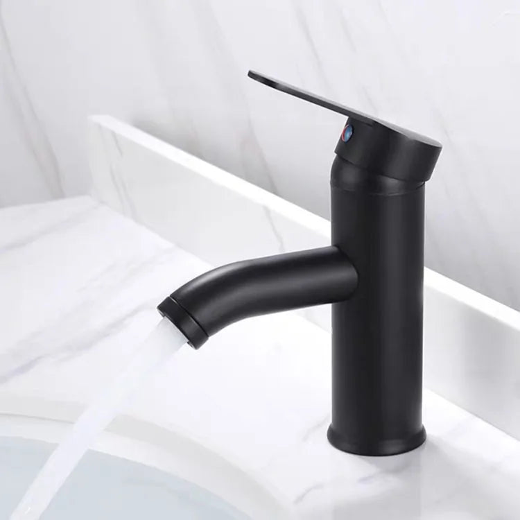 Mitigeur Lavabo Monotrou Inox Noir Mat ou Chromé, Modèle Haut ou Court