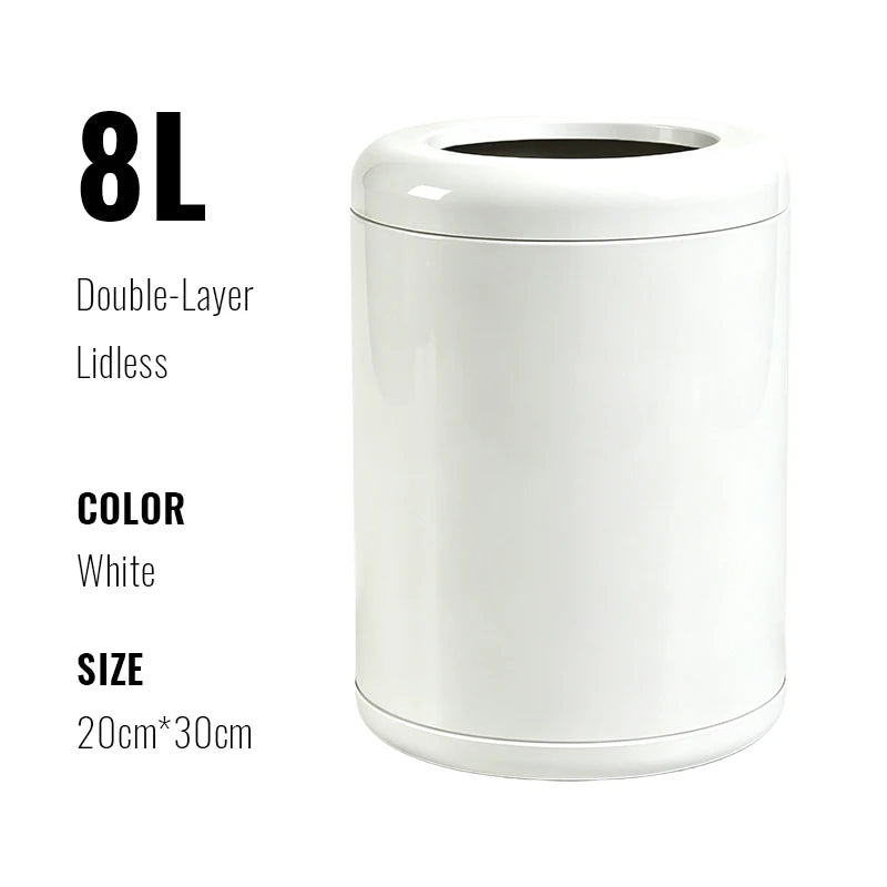Poubelle de Salle de Bain Luxe Inox Double Couche 8 ou 10 Litres